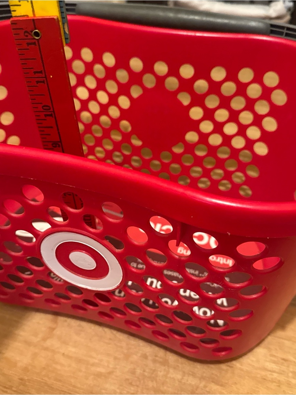 Target Full Size Basket Gray Handle Red Bullseye Logo Shopping Storage 18x11